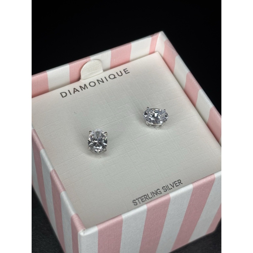 New Diamonique Sterling Silver 925 Cubic Zirconia Stud Earrings